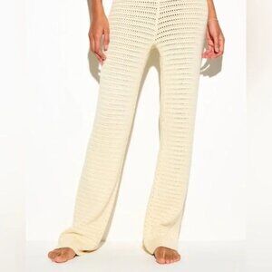 Spiritual Gangster Camilla Cream Crochet Wide Leg Pants - Size Large - NWT